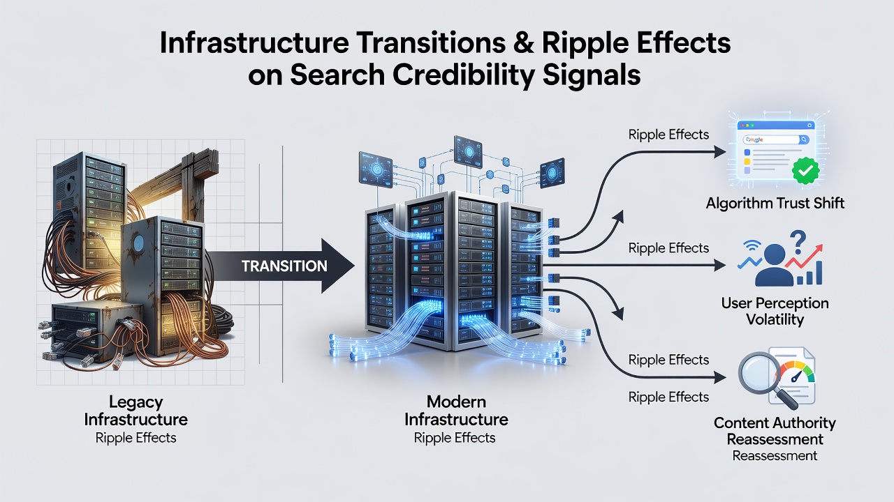 Chart showing credibility signal fluctuations before and after infrastructure updates